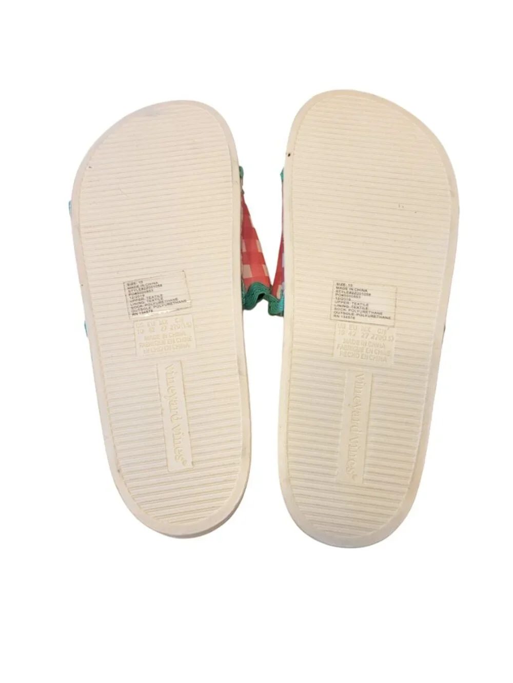 Vineyard Vines Gingham Pool Slide Sandals in Cotton Candy